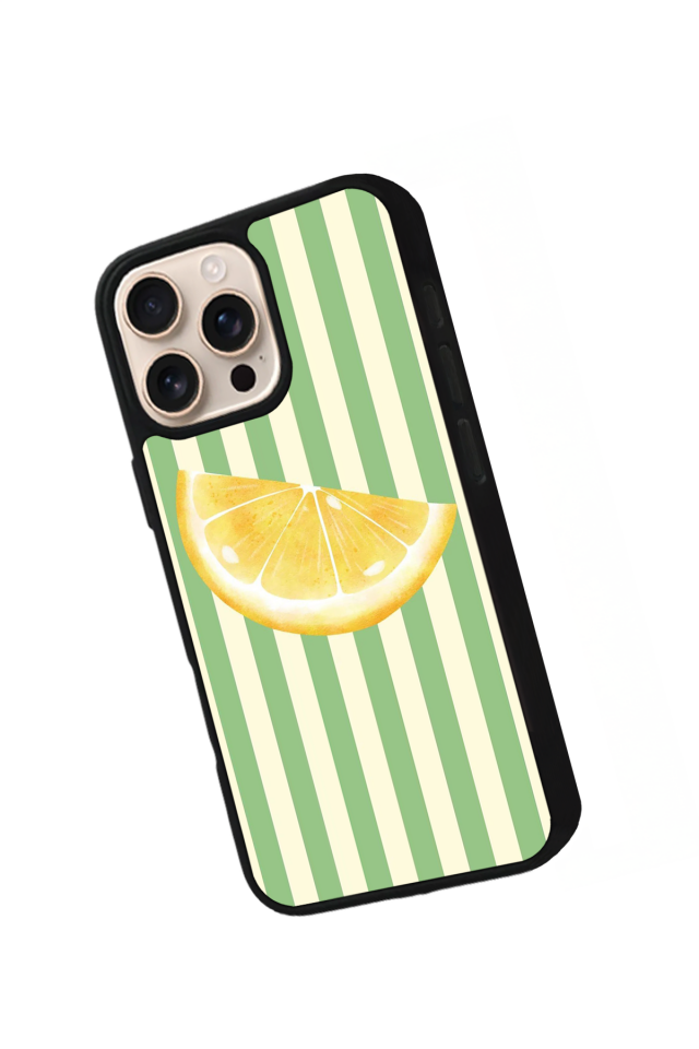 iPhone 15 Pro Uyumlu Limon Tasarımlı Glossy Premium Kılıf