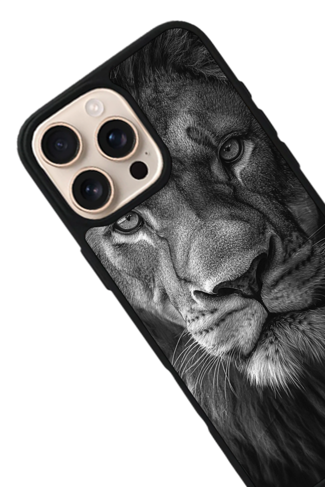 iPhone 15 Pro Uyumlu Aslan Tasarımlı Glossy Premium Kılıf