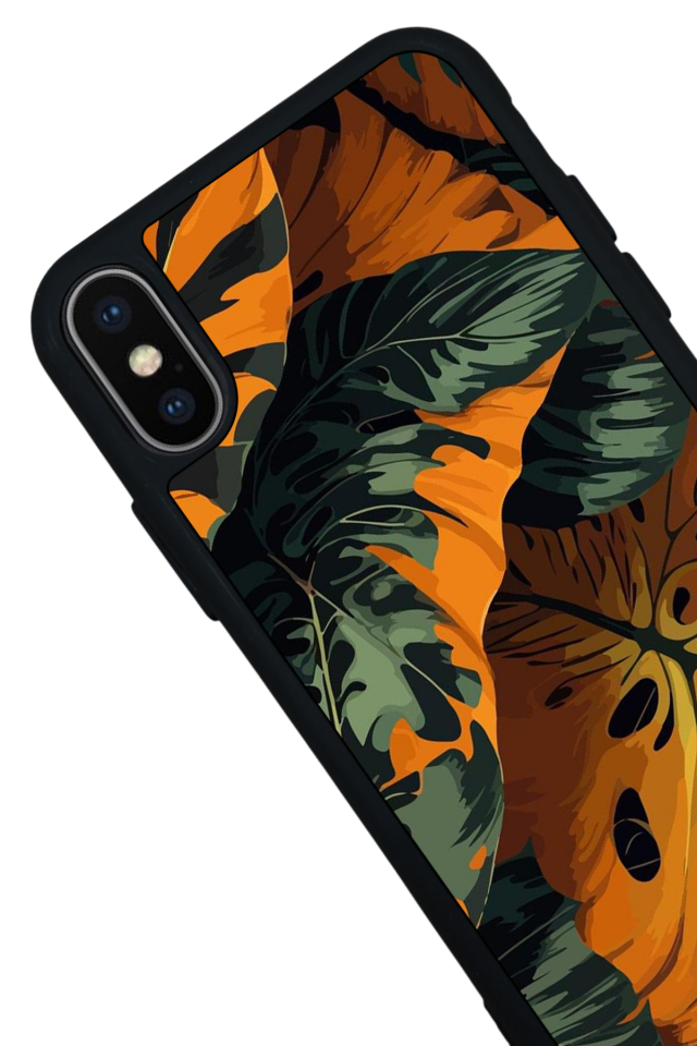 iPhone X/ XS Uyumlu Botanik Tasarımlı Glossy Premium Kılıf