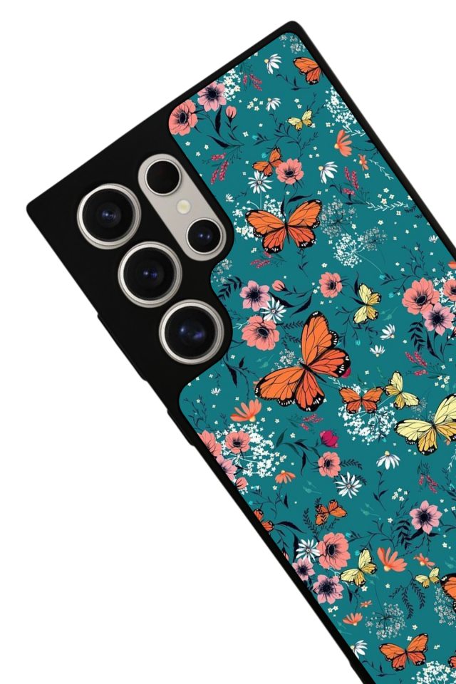 Samsung Galaxy S23 Ultra Uyumlu Kelebek Tasarımlı Glossy Premium Kılıf