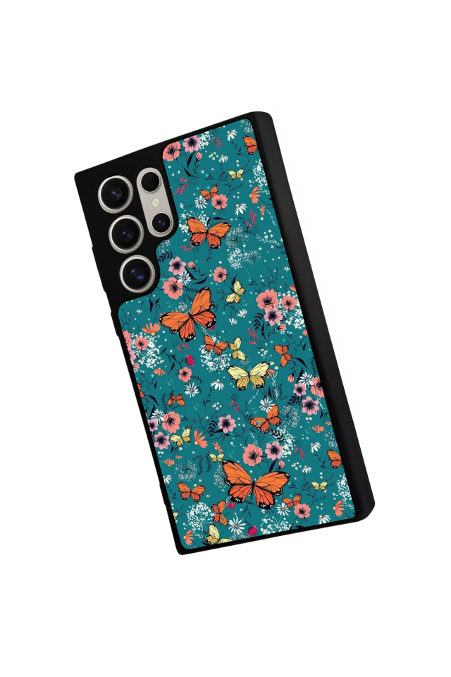 Samsung Galaxy S23 Ultra Uyumlu Kelebek Tasarımlı Glossy Premium Kılıf