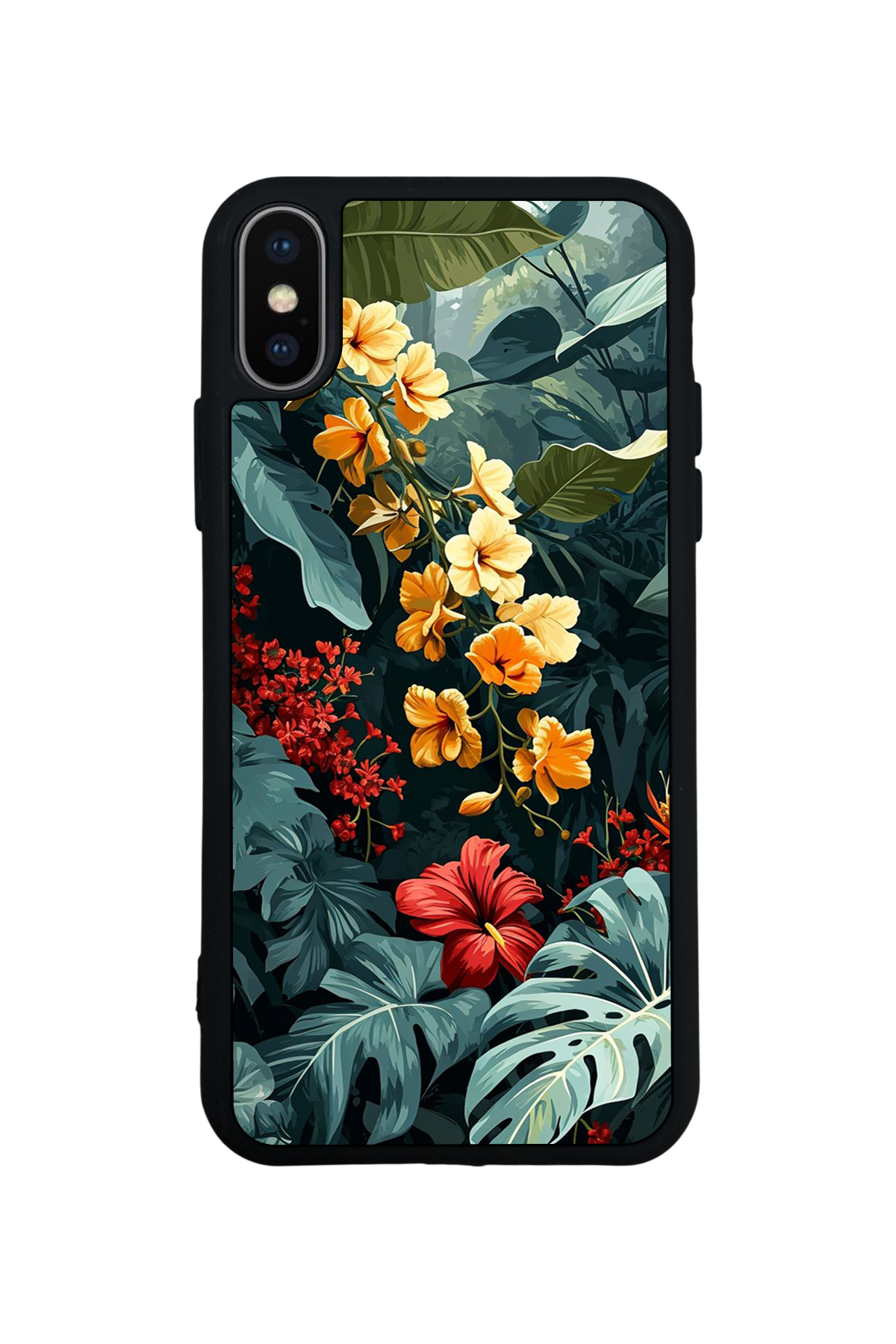 iPhone X/ XS Uyumlu Botanik Tasarımlı Glossy Premium Kılıf