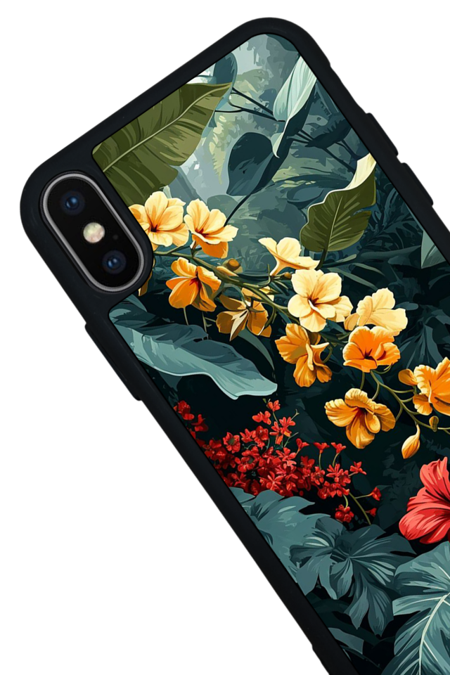 iPhone X/ XS Uyumlu Botanik Tasarımlı Glossy Premium Kılıf