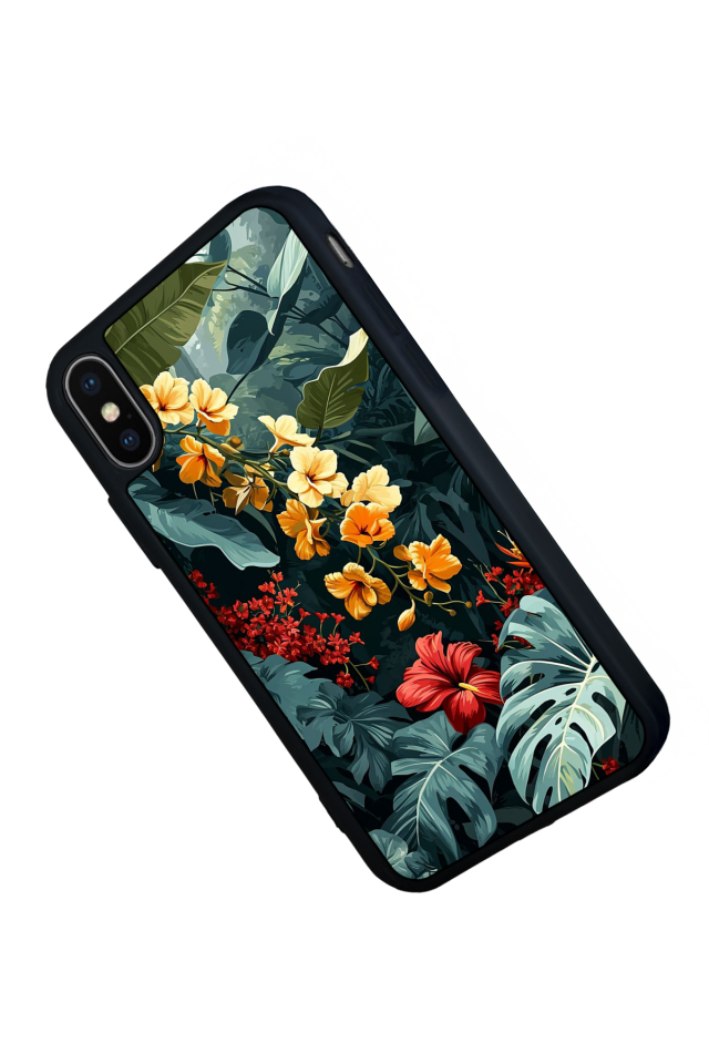 iPhone X/ XS Uyumlu Botanik Tasarımlı Glossy Premium Kılıf