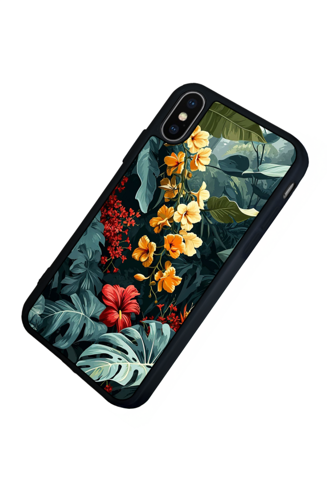iPhone X/ XS Uyumlu Botanik Tasarımlı Glossy Premium Kılıf