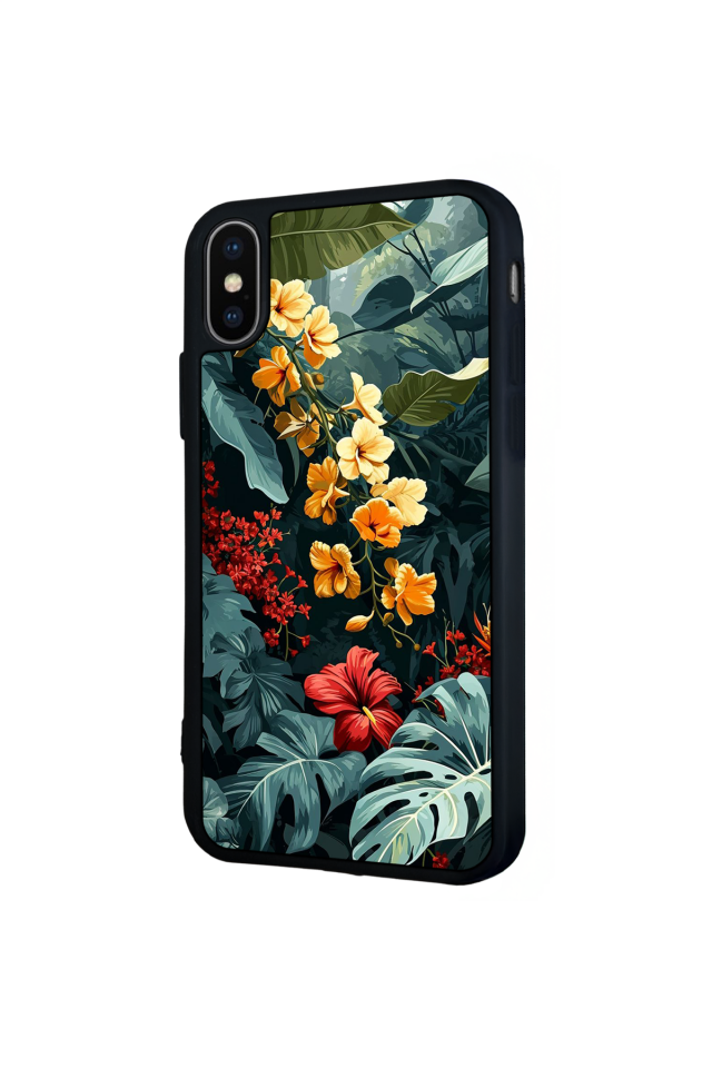 iPhone X/ XS Uyumlu Botanik Tasarımlı Glossy Premium Kılıf
