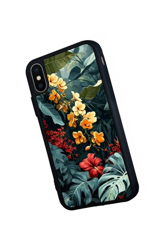 iPhone X/ XS Uyumlu Botanik Tasarımlı Glossy Premium Kılıf