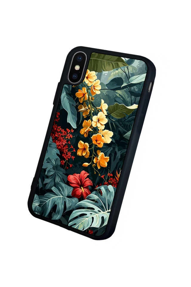iPhone X/ XS Uyumlu Botanik Tasarımlı Glossy Premium Kılıf