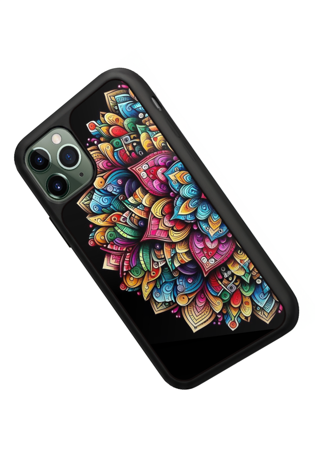 iPhone 11 Pro Max Uyumlu Mandala Tasarımlı Glossy Premium Kılıf