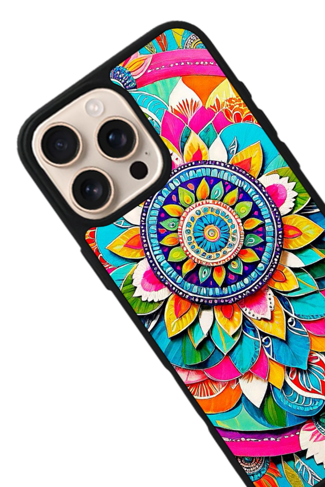 iPhone 14 Pro Uyumlu Mandala Tasarımlı Glossy Premium Kılıf