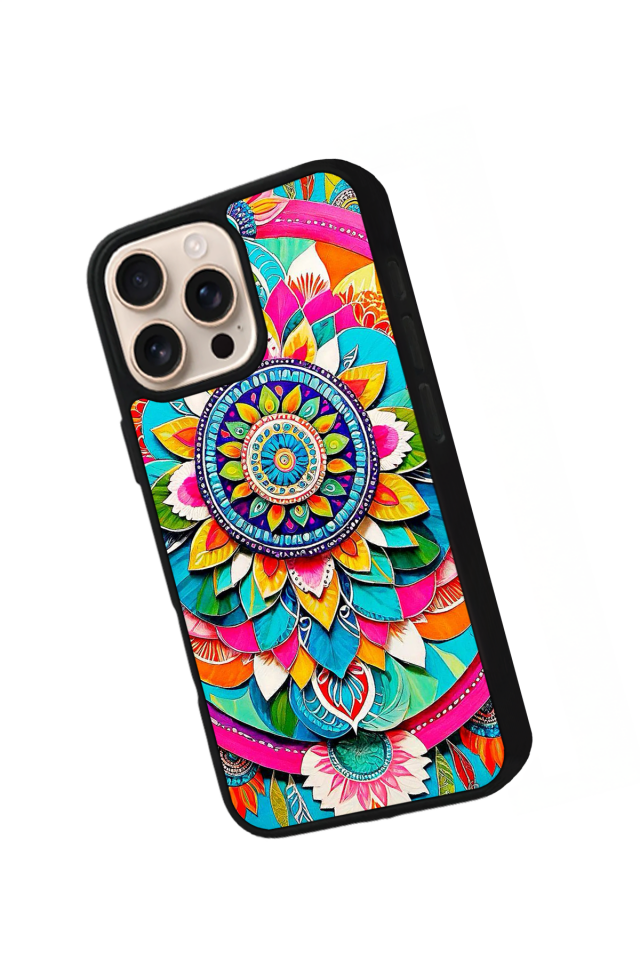 iPhone 14 Pro Uyumlu Mandala Tasarımlı Glossy Premium Kılıf