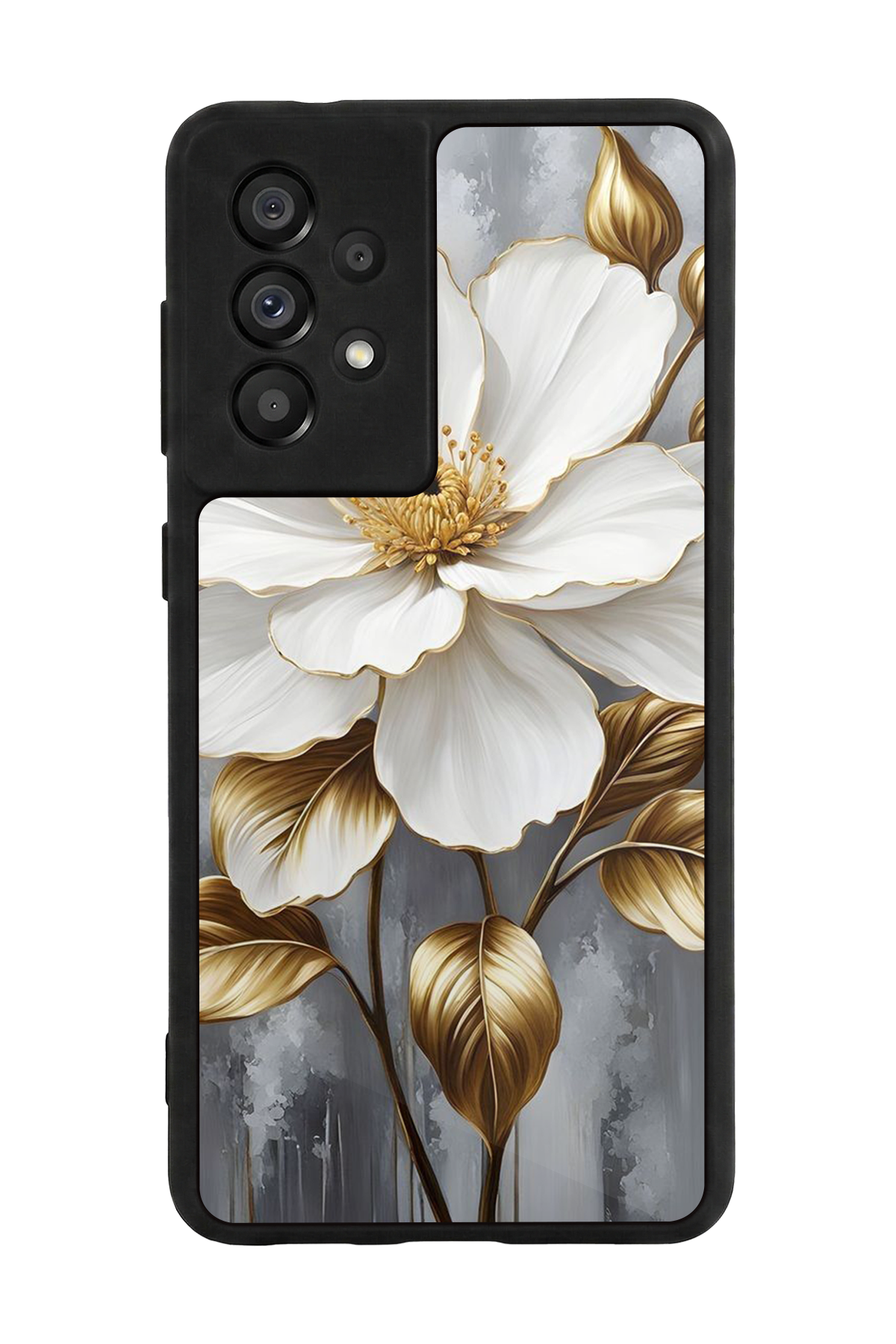 Samsung Galaxy A73 Uyumlu Yaldizli Cicek Tasarımlı Glossy Premium Kılıf