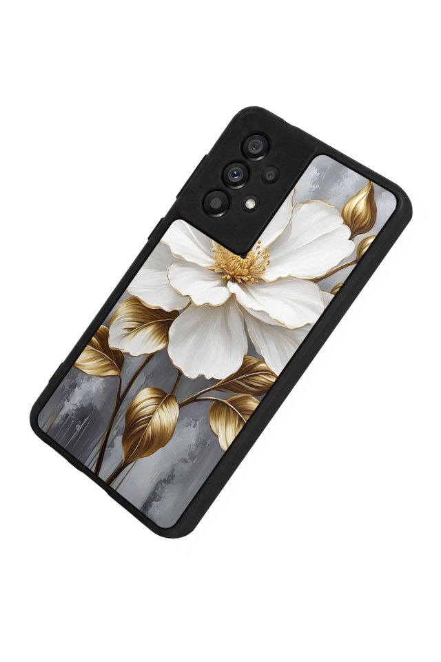 Samsung Galaxy A73 Uyumlu Yaldizli Cicek Tasarımlı Glossy Premium Kılıf
