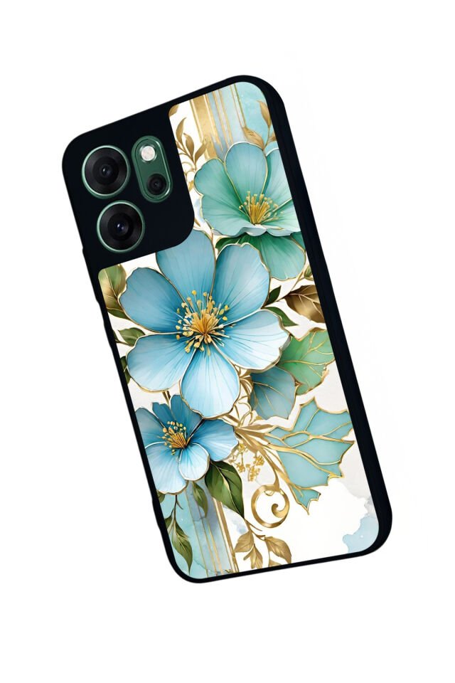 Oppo Reno 14F Uyumlu Yaldizli Cicek Tasarımlı Glossy Premium Kılıf