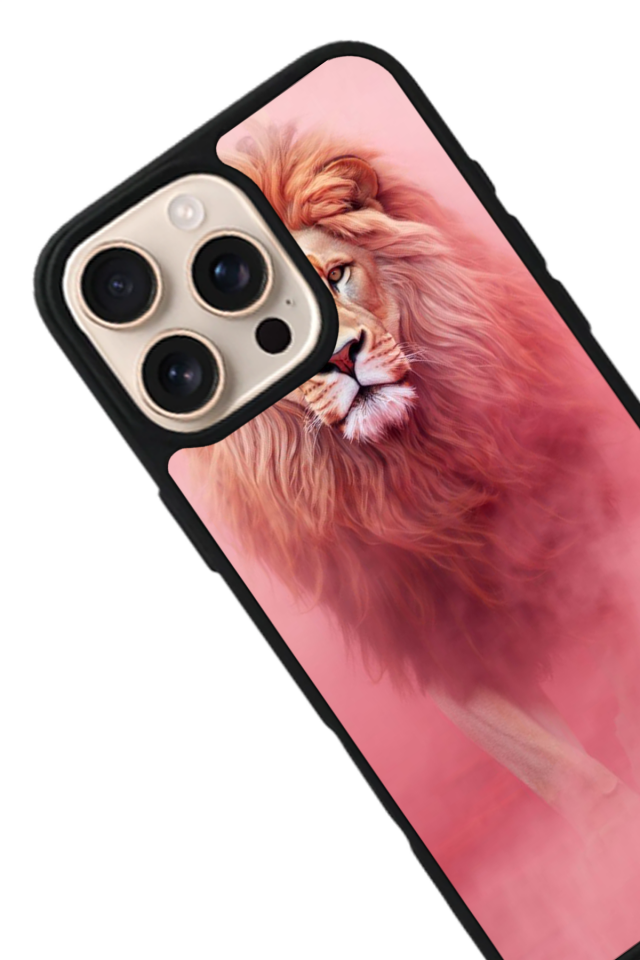 iPhone 15 Pro Uyumlu Aslan Tasarımlı Glossy Premium Kılıf