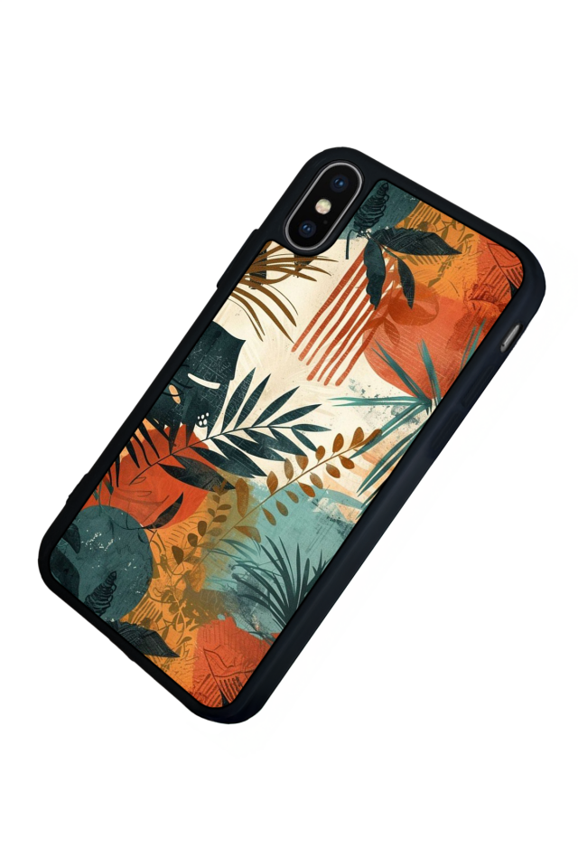 iPhone X/ XS Uyumlu Botanik Tasarımlı Glossy Premium Kılıf