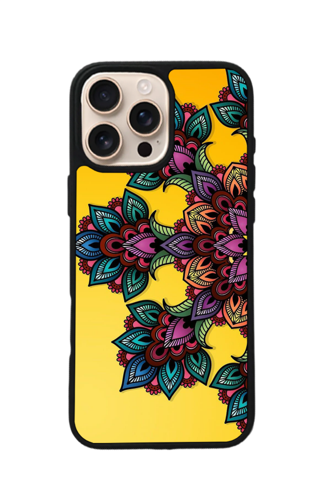 iPhone 14 Pro Uyumlu Mandala Tasarımlı Glossy Premium Kılıf