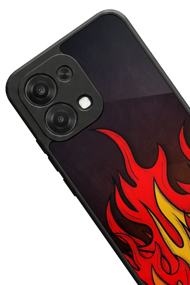 Oppo A6 Pro Uyumlu Retro Flame Patterns Tasarımlı Glossy Premium Kılıf