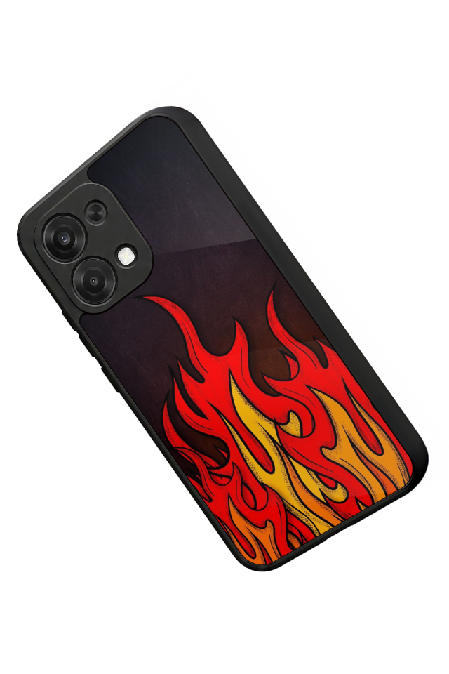 Oppo A6 Pro Uyumlu Retro Flame Patterns Tasarımlı Glossy Premium Kılıf