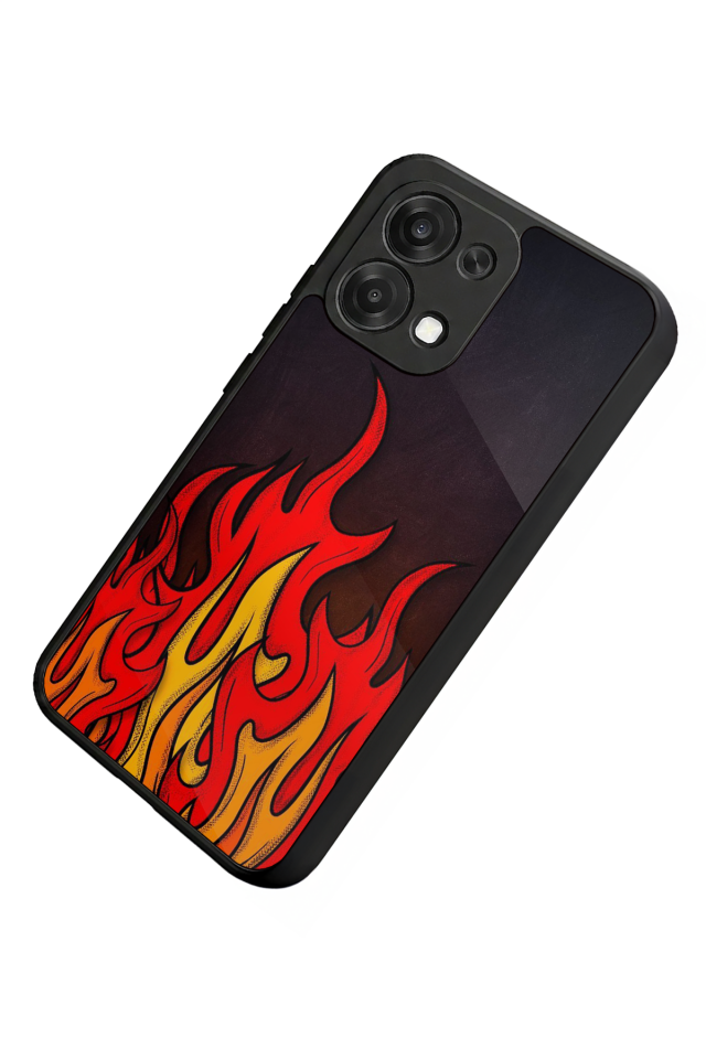 Oppo A6 Pro Uyumlu Retro Flame Patterns Tasarımlı Glossy Premium Kılıf