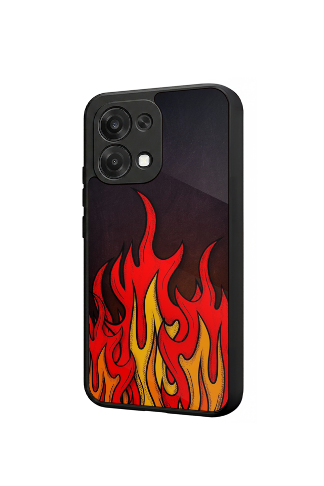 Oppo A6 Pro Uyumlu Retro Flame Patterns Tasarımlı Glossy Premium Kılıf
