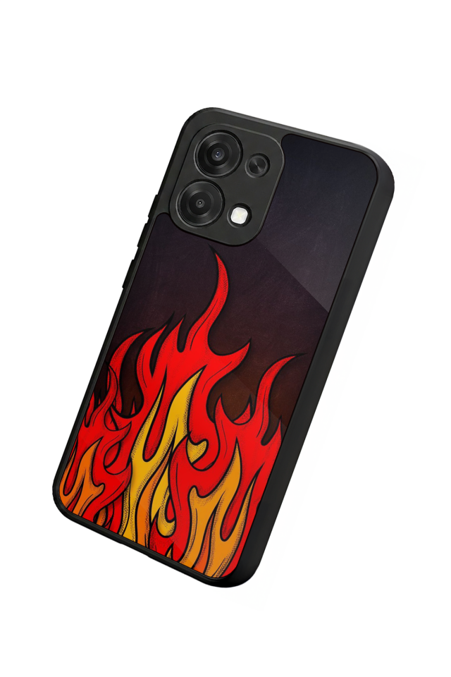 Oppo A6 Pro Uyumlu Retro Flame Patterns Tasarımlı Glossy Premium Kılıf
