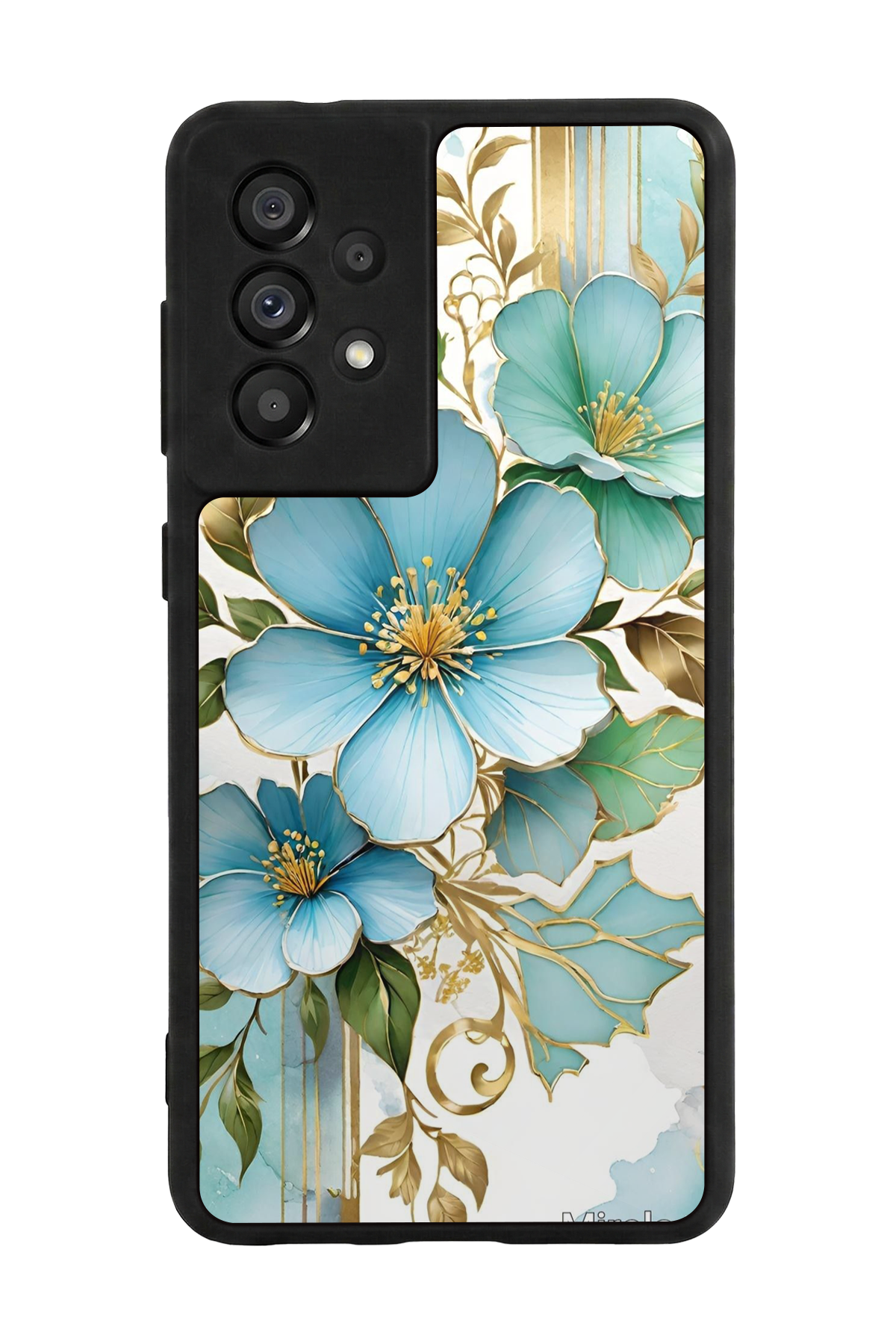 Samsung Galaxy A73 Uyumlu Yaldizli Cicek Tasarımlı Glossy Premium Kılıf