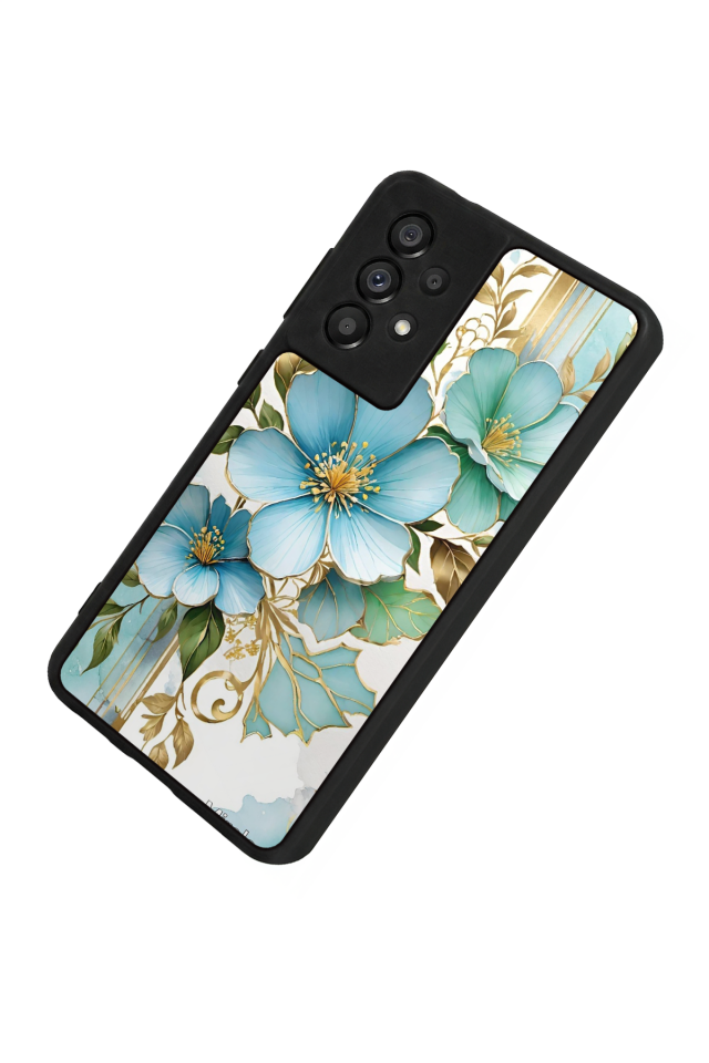 Samsung Galaxy A73 Uyumlu Yaldizli Cicek Tasarımlı Glossy Premium Kılıf