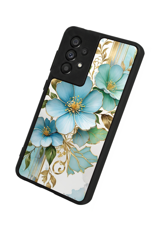 Samsung Galaxy A73 Uyumlu Yaldizli Cicek Tasarımlı Glossy Premium Kılıf