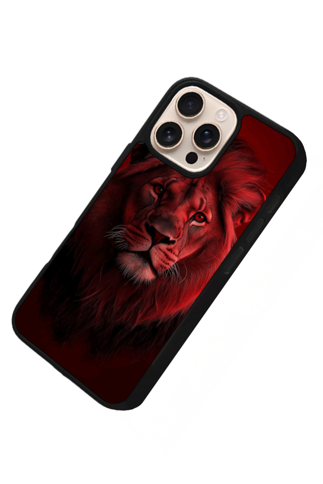 iPhone 15 Pro Uyumlu Aslan Tasarımlı Glossy Premium Kılıf