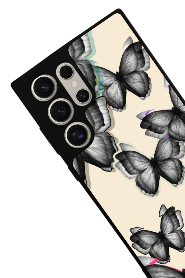 Samsung Galaxy S23 Ultra Uyumlu Kelebek Tasarımlı Glossy Premium Kılıf