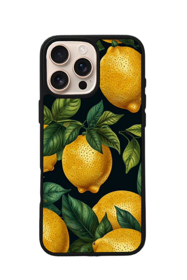iPhone 15 Pro Uyumlu Limon Tasarımlı Glossy Premium Kılıf