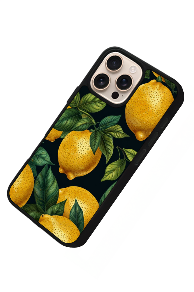 iPhone 15 Pro Uyumlu Limon Tasarımlı Glossy Premium Kılıf