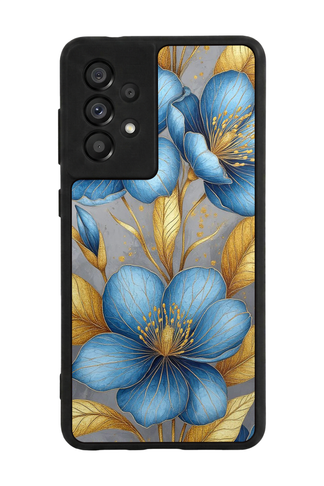 Samsung Galaxy A73 Uyumlu Yaldizli Cicek Tasarımlı Glossy Premium Kılıf