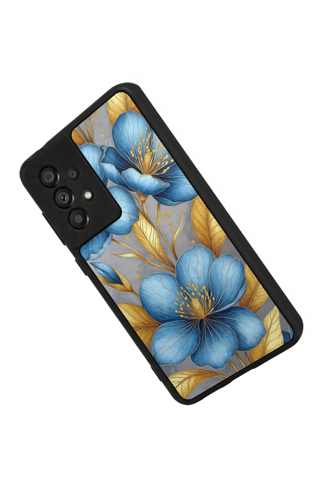 Samsung Galaxy A73 Uyumlu Yaldizli Cicek Tasarımlı Glossy Premium Kılıf