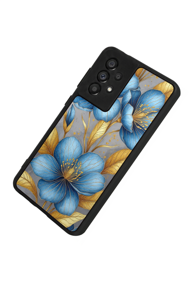 Samsung Galaxy A73 Uyumlu Yaldizli Cicek Tasarımlı Glossy Premium Kılıf