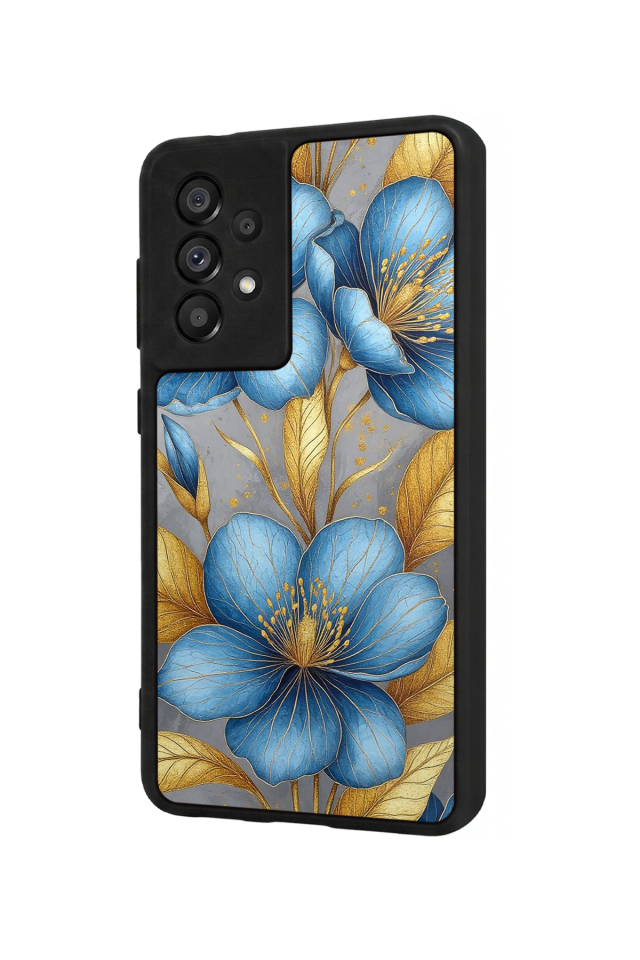 Samsung Galaxy A73 Uyumlu Yaldizli Cicek Tasarımlı Glossy Premium Kılıf