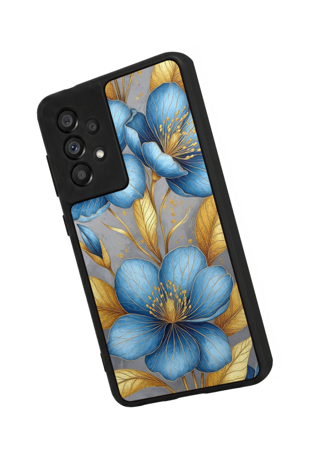 Samsung Galaxy A73 Uyumlu Yaldizli Cicek Tasarımlı Glossy Premium Kılıf