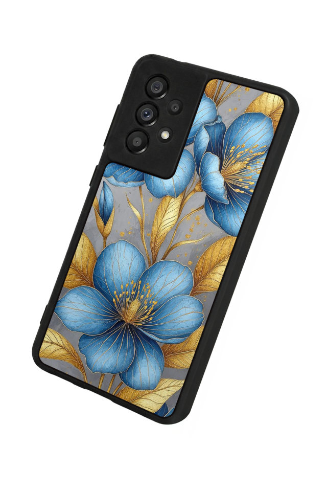 Samsung Galaxy A73 Uyumlu Yaldizli Cicek Tasarımlı Glossy Premium Kılıf