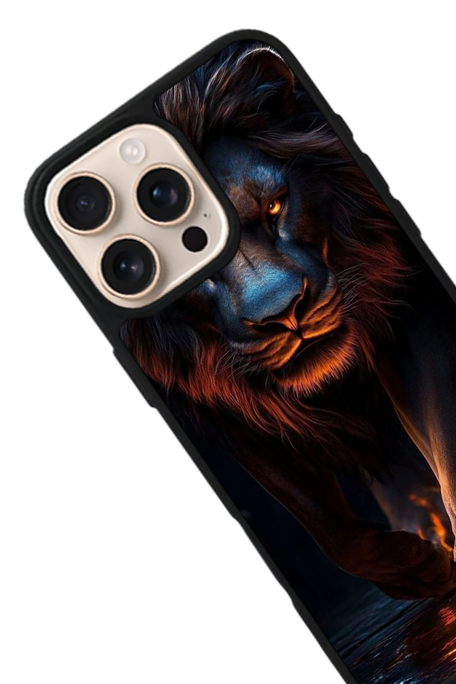 iPhone 15 Pro Uyumlu Aslan Tasarımlı Glossy Premium Kılıf