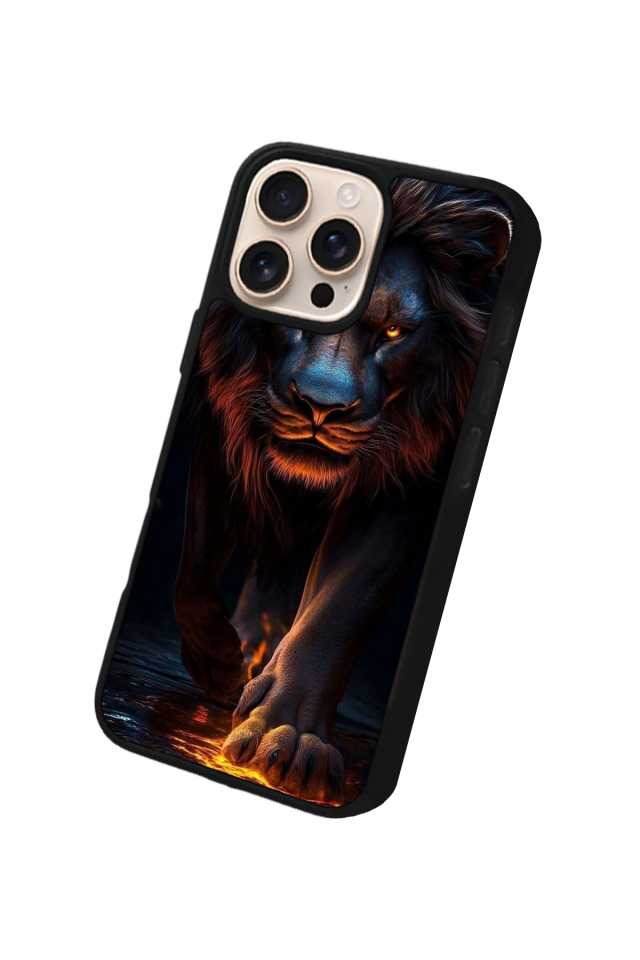 iPhone 15 Pro Uyumlu Aslan Tasarımlı Glossy Premium Kılıf