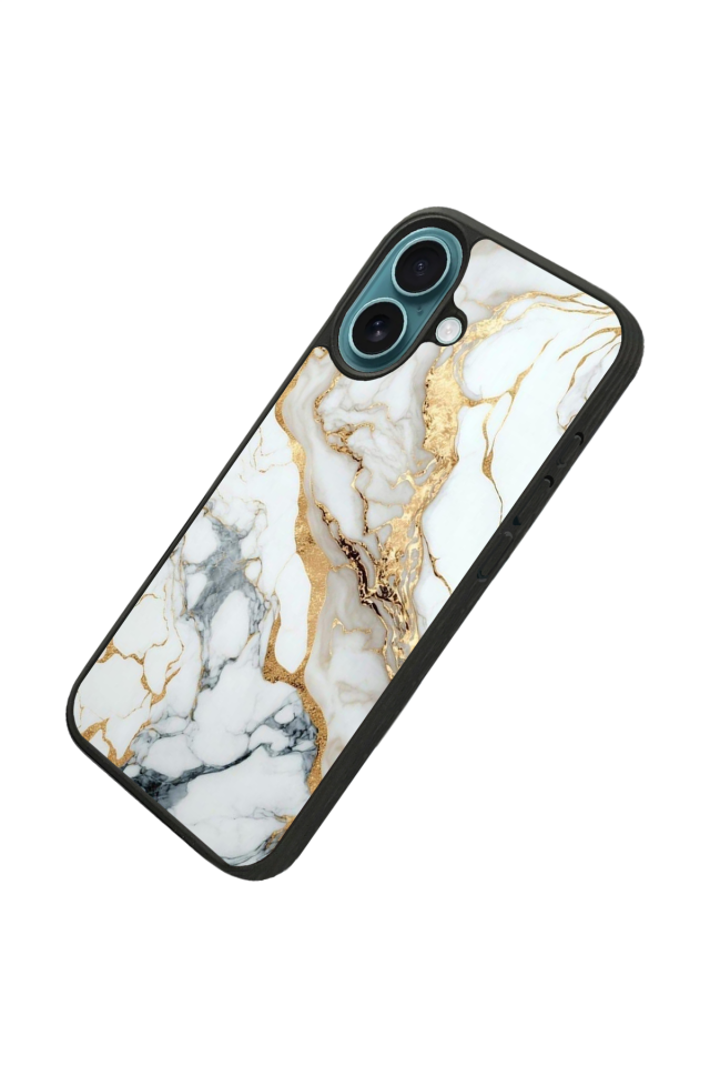 iPhone 16 Uyumlu Mermer Marble Tasarımlı Glossy Premium Kılıf