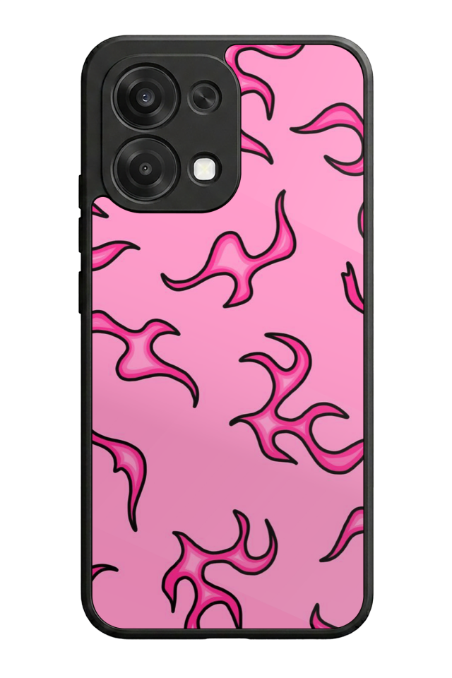 Oppo A6 Pro Uyumlu Retro Flame Patterns Tasarımlı Glossy Premium Kılıf