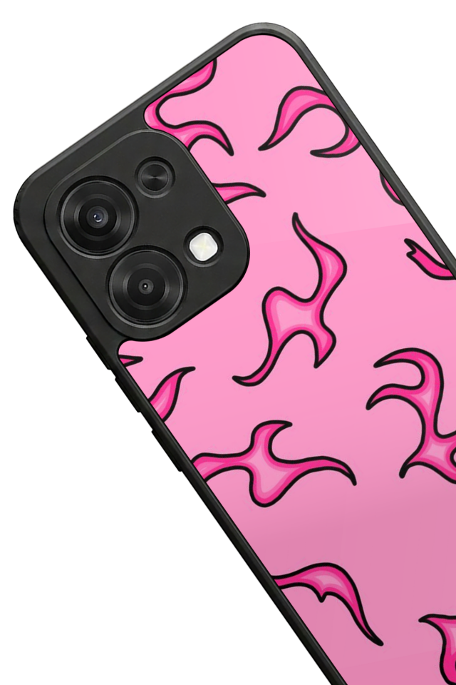 Oppo A6 Pro Uyumlu Retro Flame Patterns Tasarımlı Glossy Premium Kılıf