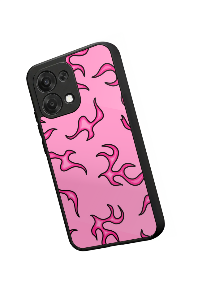 Oppo A6 Pro Uyumlu Retro Flame Patterns Tasarımlı Glossy Premium Kılıf