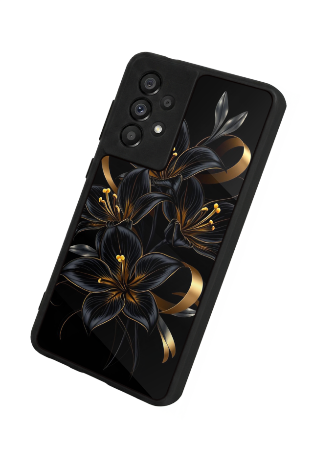 Samsung Galaxy A73 Uyumlu Yaldizli Cicek Tasarımlı Glossy Premium Kılıf