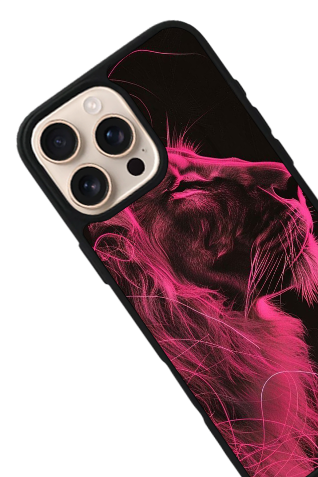 iPhone 15 Pro Uyumlu Aslan Tasarımlı Glossy Premium Kılıf