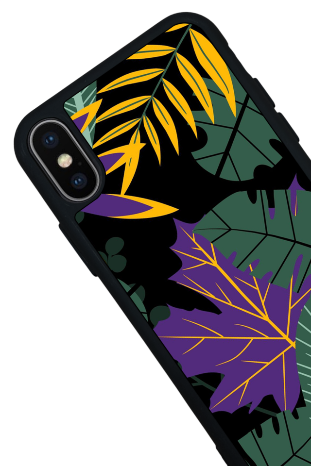 iPhone X/ XS Uyumlu Botanik Tasarımlı Glossy Premium Kılıf