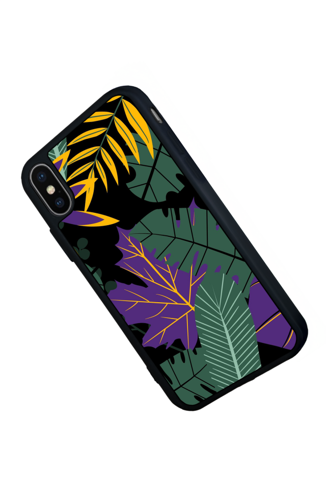 iPhone X/ XS Uyumlu Botanik Tasarımlı Glossy Premium Kılıf