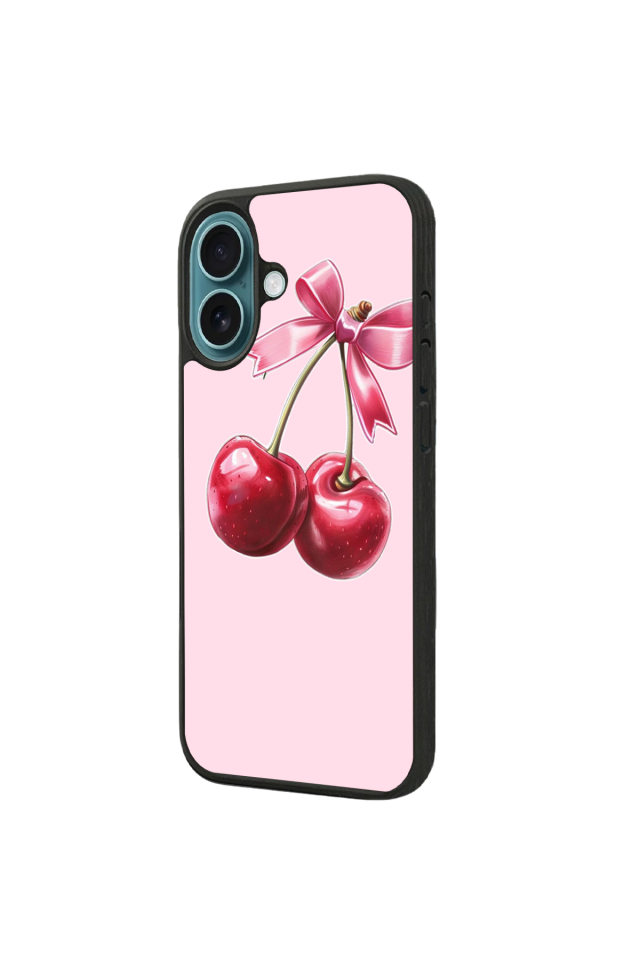 iPhone 16 Plus Uyumlu Kiraz Tasarımlı Glossy Premium Kılıf